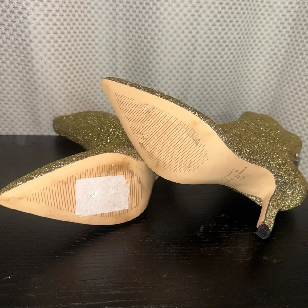 Marc Fisher LTD Breezy gold glitter stretch sock ankle boots - Picture 7 of 8